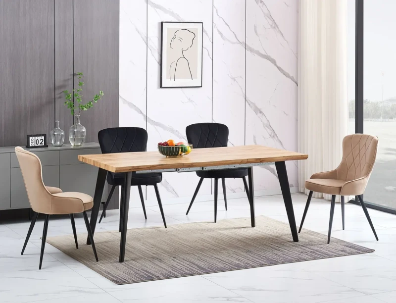 Krzesło tapicerowane Lotus Velvet beż Bluvel 28 Komplet 6 szt