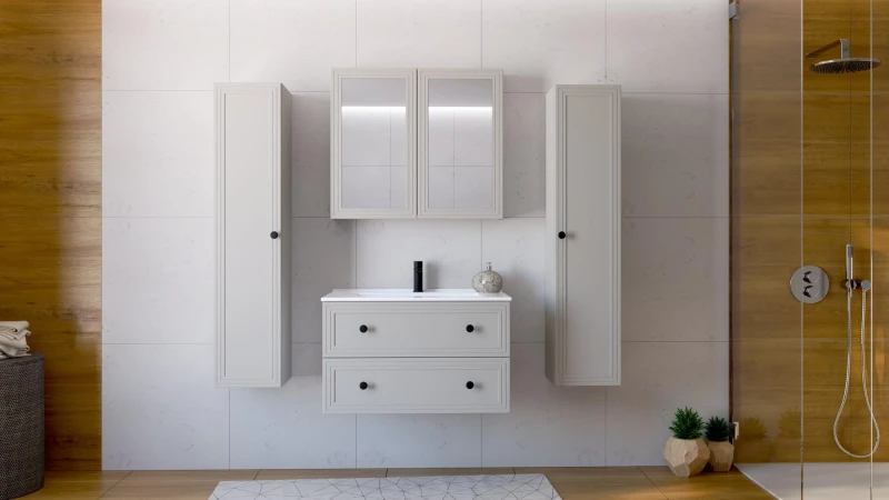 Szafka pod umywalkę Toreto z 2 szufladami do łazienki 80 cm cashmere