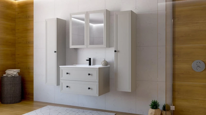 Szafka pod umywalkę Toreto z 2 szufladami do łazienki 80 cm cashmere