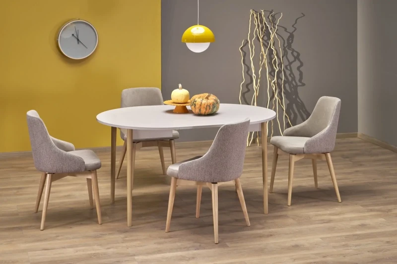Stół rozkładany Pivot okrągły do jadalni 102-142 cm kaszmir/naturalny