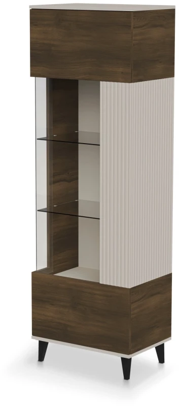 Witryna Random 2 z półkami do salonu 60 cm kaszmir/orzech