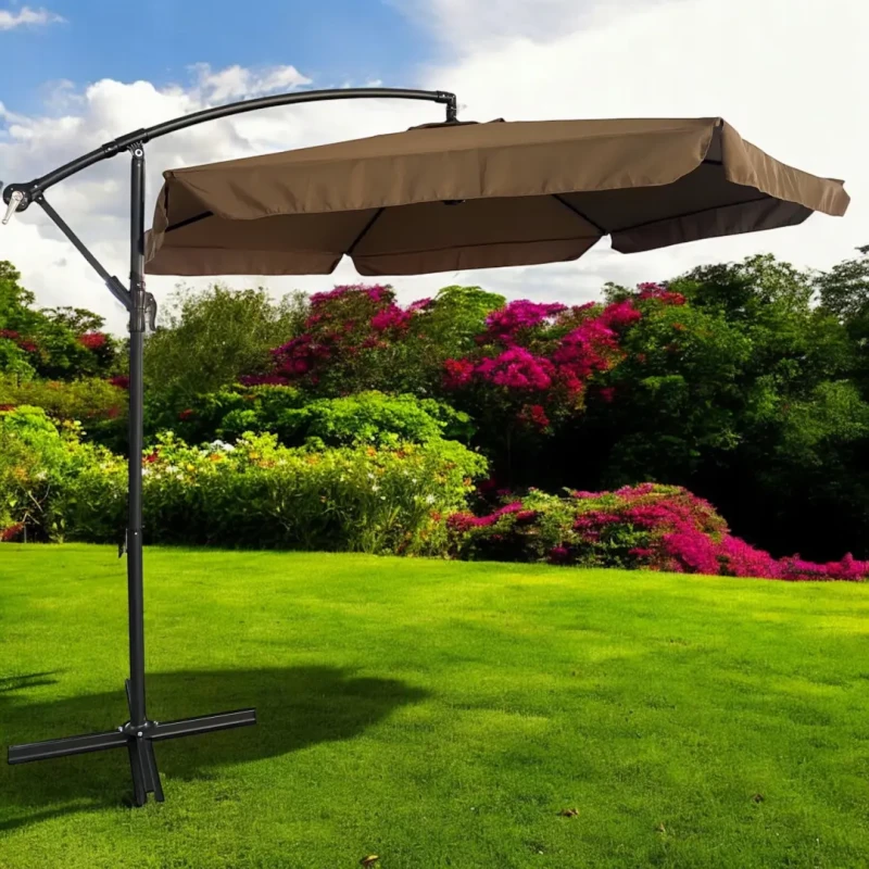 Parasol ogrodowy Merato składany z wysięgnikiem 350 cm + pokrowiec Brąz