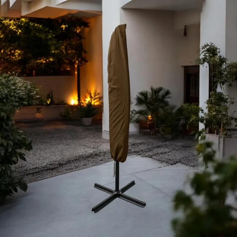 Parasol ogrodowy Merato składany z wysięgnikiem 350 cm + pokrowiec Brąz