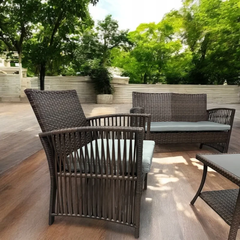 Zestaw mebli ogrodowych z technorattanu Patio Luxe Brąz