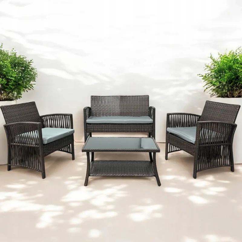 Zestaw mebli ogrodowych z technorattanu Patio Luxe Brąz