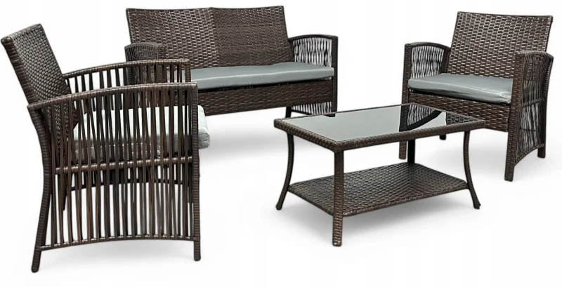 Zestaw mebli ogrodowych z technorattanu Patio Luxe Brąz