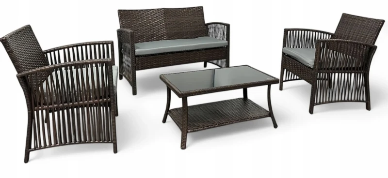 Zestaw mebli ogrodowych z technorattanu Patio Luxe Brąz