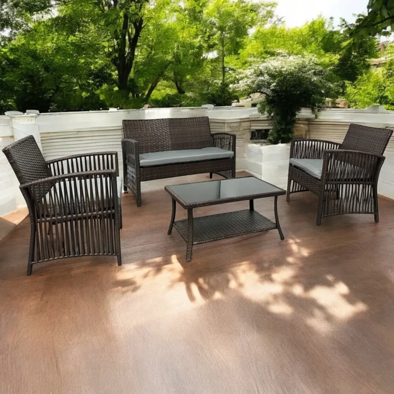 Zestaw mebli ogrodowych z technorattanu Patio Luxe Brąz
