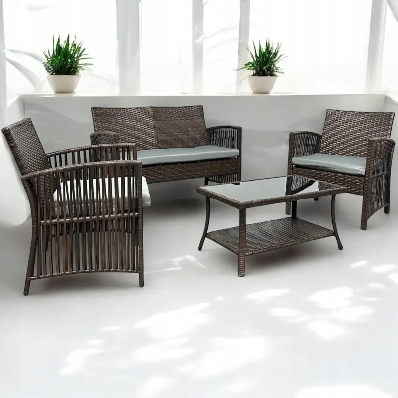 Zestaw mebli ogrodowych z technorattanu Patio Luxe Brąz