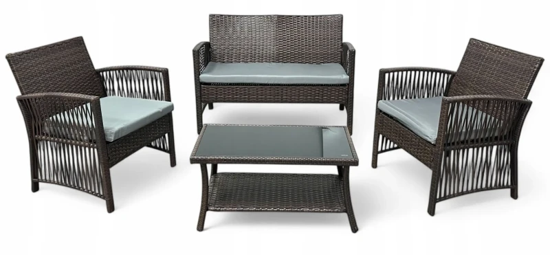 Zestaw mebli ogrodowych z technorattanu Patio Luxe Brąz