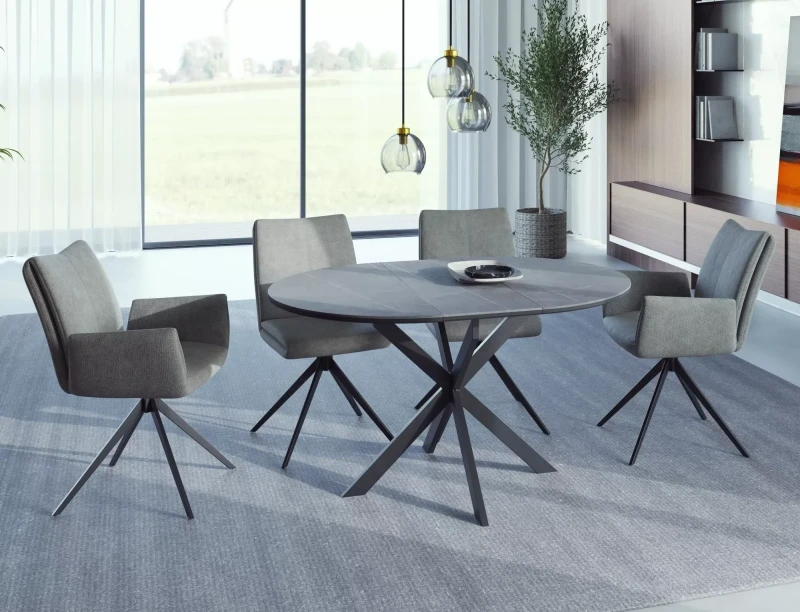 Stół rozkładany Gaston Ceramic do jadalni 100-135 cm szary mat