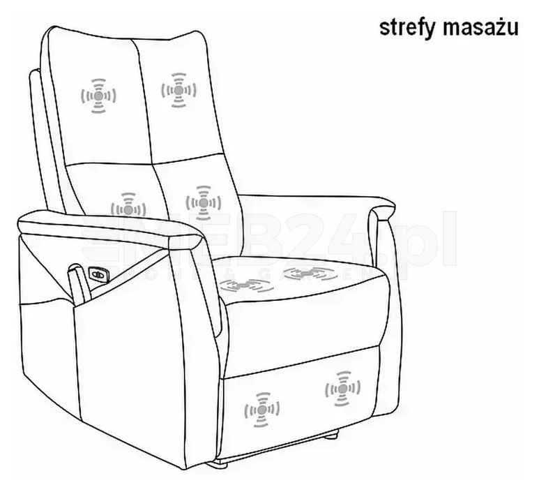 Fotel rozkładany z funkcją masażu Neptun Velvet M róż antyczny