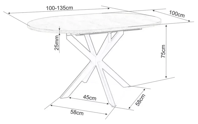 Stół rozkładany Gaston Ceramic do jadalni 100-135 cm szary mat