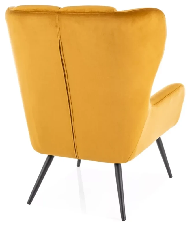 Fotel tapicerowany Louis Velvet pikowany do salonu curry Bluvel 68