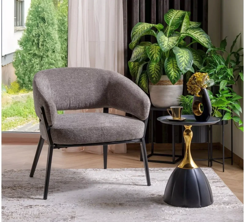 Stolik kawowy Piana okrągły do salonu 38 cm czarny/złoty