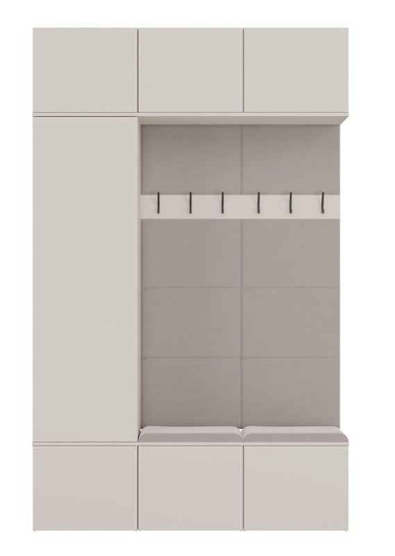 Garderoba Haga III szafa i 2 wieszaki do przedpokoju 150 cm kaszmir