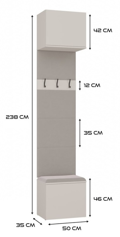 Garderoba Haga III 2 szafy i wieszak do przedpokoju 150 cm kaszmir