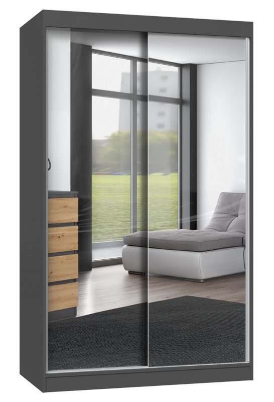 Szafa przesuwna Iga z 2 lustrami do sypialni 120 cm antracyt