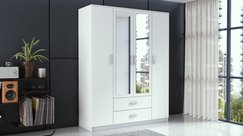 Szafa Walter z lustrem 160 cm / Biel