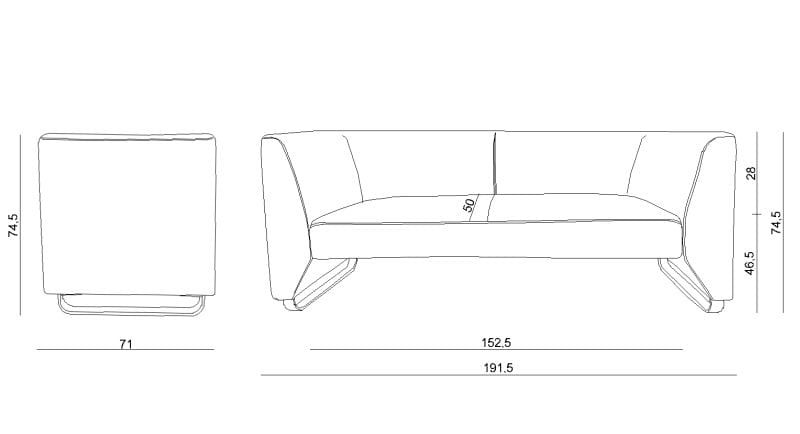 Sofa tapicerowana Angeles PU Szary