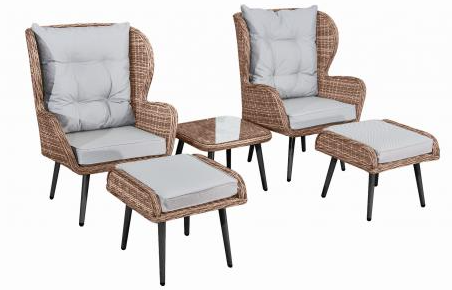 Zestaw mebli  Aro z okrągłego technrattanu miedziano-szary