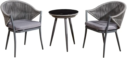 Zestaw mebli na balkon Brita aluminiowy szary