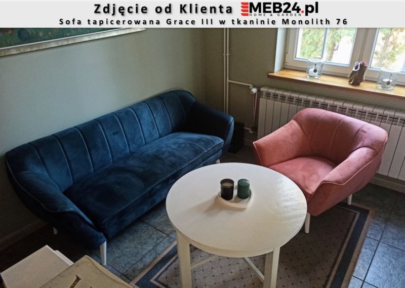 Sofa tapicerowana Grace III w tkaninie Monolith 76 + Fotel tapicerowany Grace w tkaninie Monolith 61 - zdjęcie od klienta