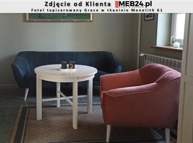 Fotel tapicerowany Grace w tkaninie Monolith 61 + Sofa tapicerowana Grace III w tkaninie Monolith 76 - zdjęcie od klienta
