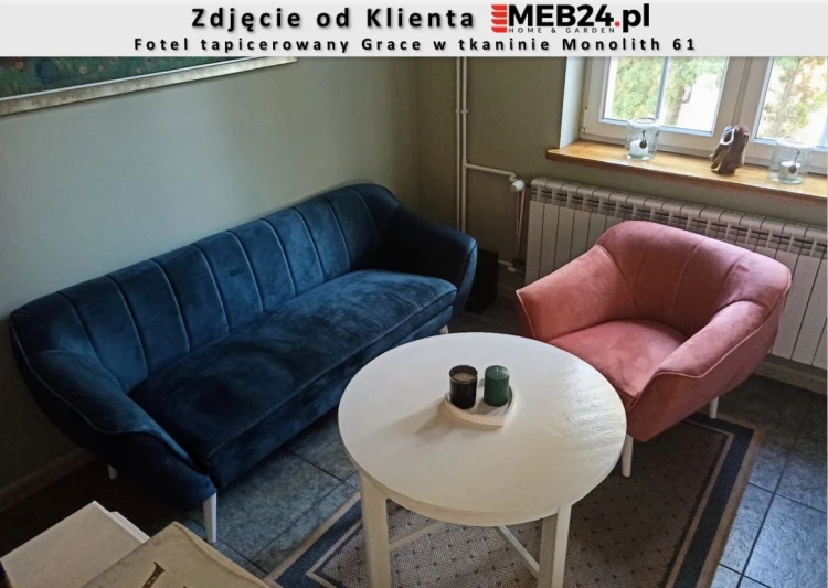 Fotel tapicerowany Grace w tkaninie Monolith 61 + Sofa tapicerowana Grace III w tkaninie Monolith 76 - zdjęcie od klienta