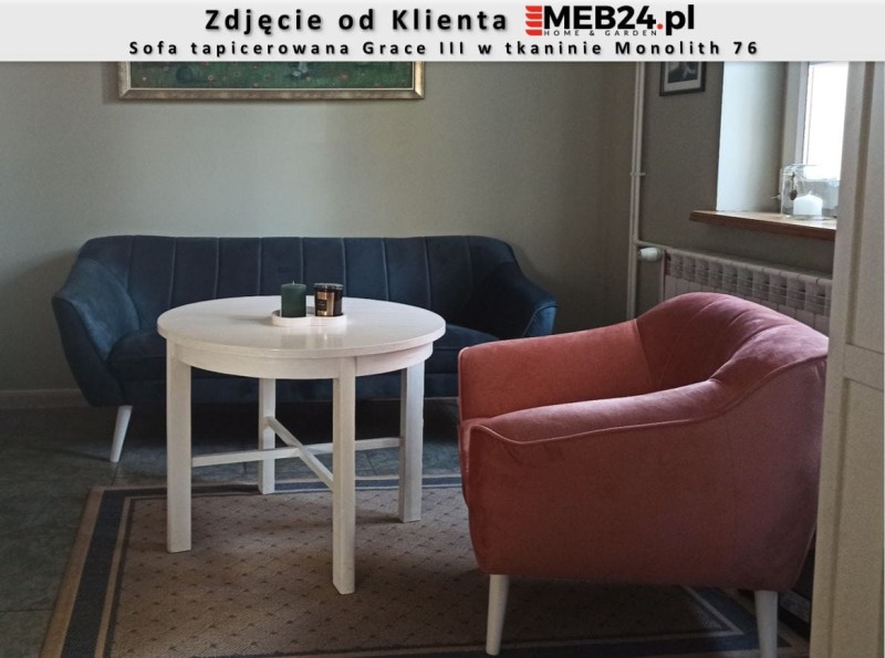 Sofa tapicerowana Grace III w tkaninie Monolith 76 + Fotel tapicerowany Grace w tkaninie Monolith 61 - zdjęcie od klienta