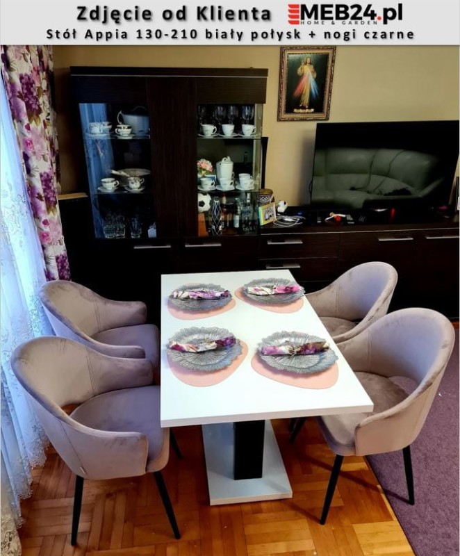 Stół Appia rozkładany 130-210 biały połysk - zdjęcie od klienta