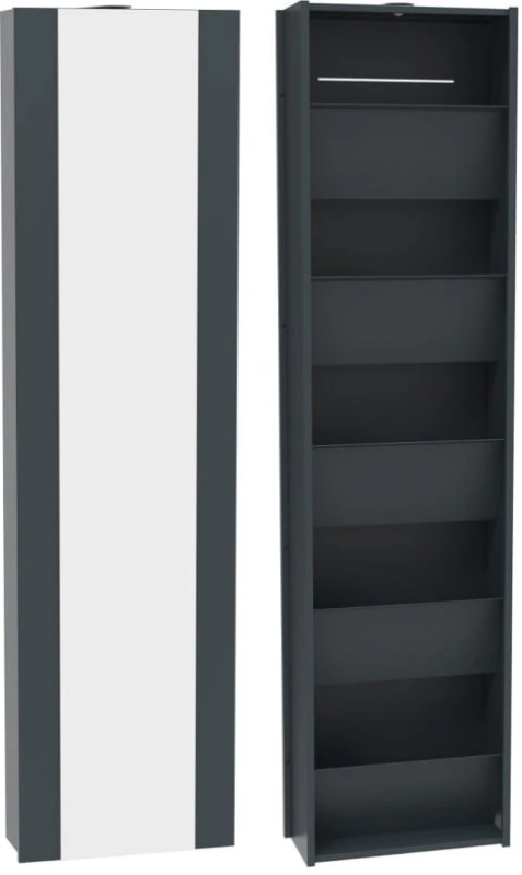 Szafa obrotowa na buty metalowa z lustrem Cube - grafit