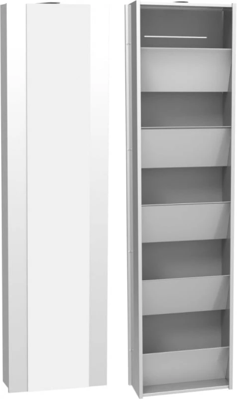 Szafa obrotowa na buty metalowa z lustrem Cube - szara