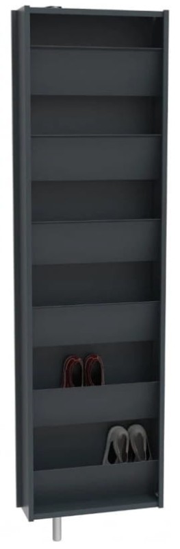 Szafa obrotowa na buty metalowa z lustrem Home grafit półki