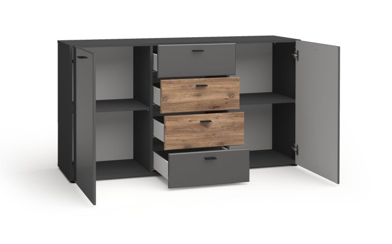 Komoda MILA grafit mat/ dąb flagstaff