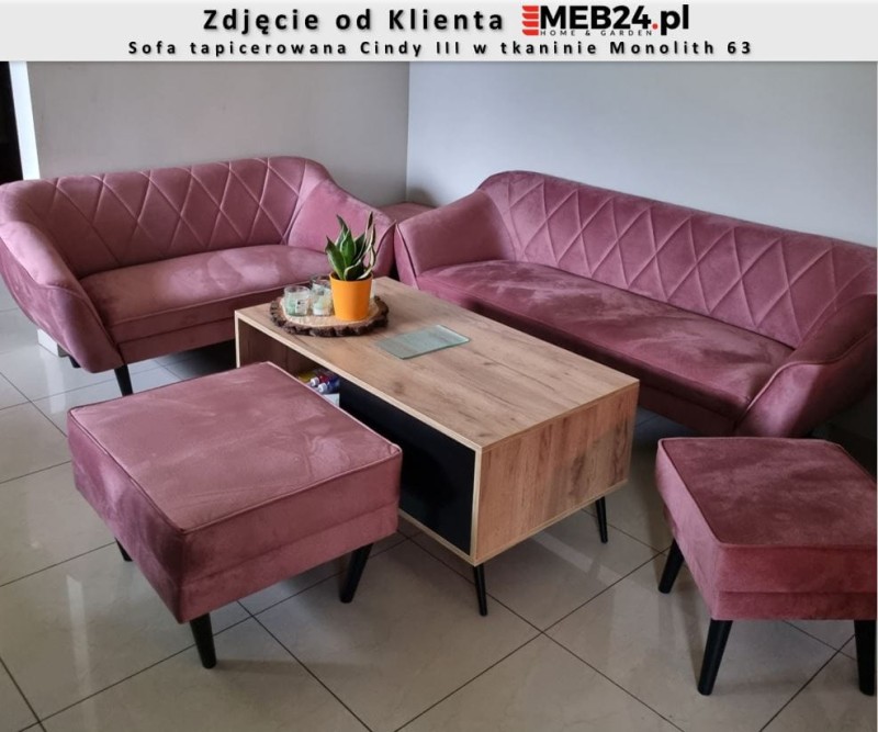 Sofa tapicerowana Cindy III w stylu skandynawskim - zdjęcie od klienta