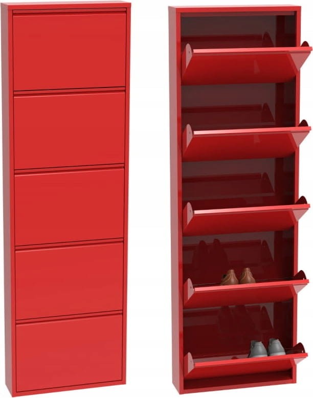 Szafka na buty metalowa Home Flash 5  czerwona