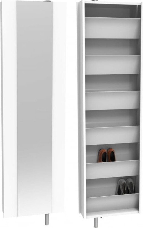 Szafa obrotowa na buty metalowa z lustrem Home Flash biała