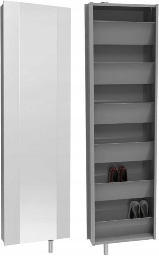 Szafa obrotowa na buty metalowa z lustrem Home Flash szara