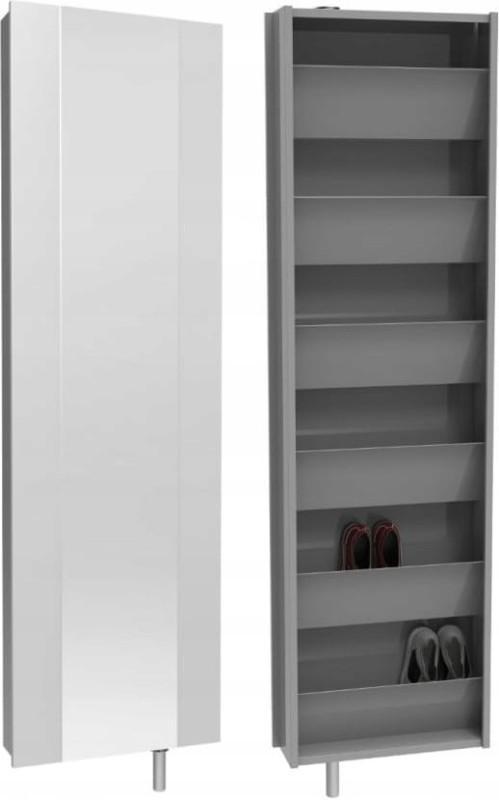 Szafa obrotowa na buty metalowa z lustrem Home Flash szara