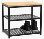 Taboret szafka na buty metalowa Loft 1 czarny/dąb wotan