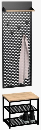 Zestaw do przedpokoju metalowy Loft 1W czarny/dąb wotan