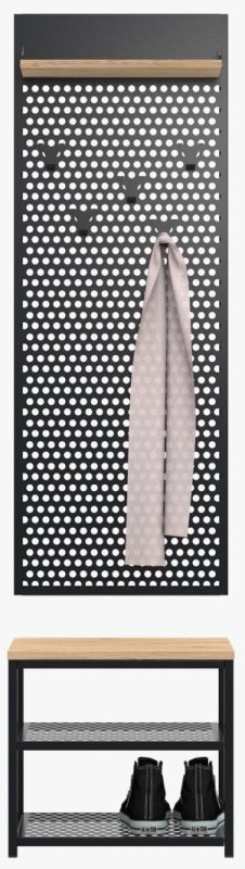 Zestaw do przedpokoju metalowy Loft 1W czarny/dąb wotan