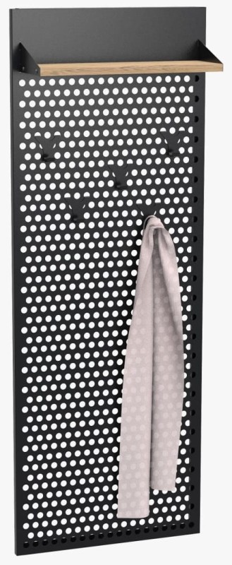 Wieszak do przedpokoju metalowa Loft czarny/dąb wotan