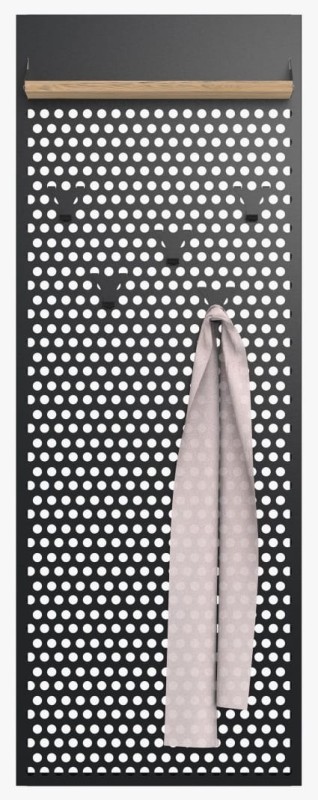 Wieszak do przedpokoju metalowa Loft czarny/dąb wotan