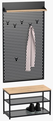 Zestaw do przedpokoju metalowy Loft 2W czarny/dąb wotan