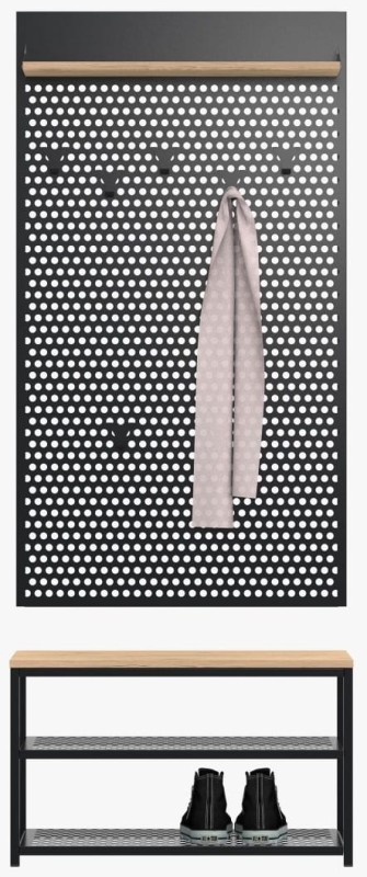 Zestaw do przedpokoju metalowy Loft 2W czarny/dąb wotan