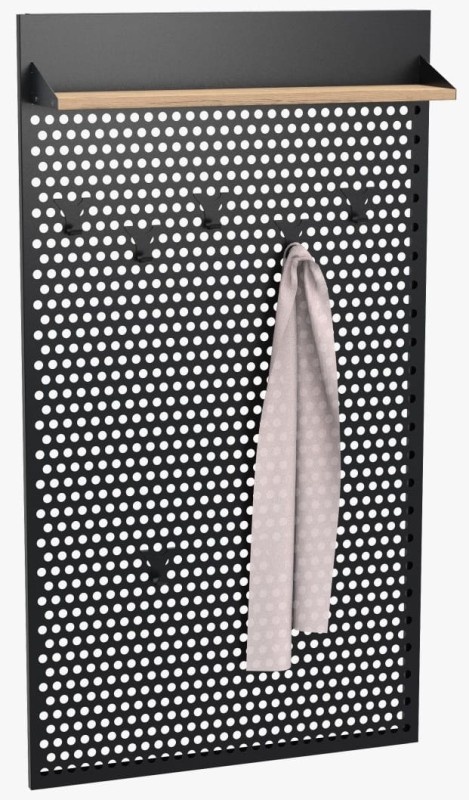 Wieszak do przedpokoju metalowy Loft czarny/dąb wotan