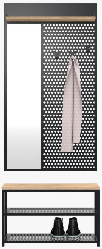 Zestaw do przedpokoju metalowy Loft 2L czarny/dąb wotan