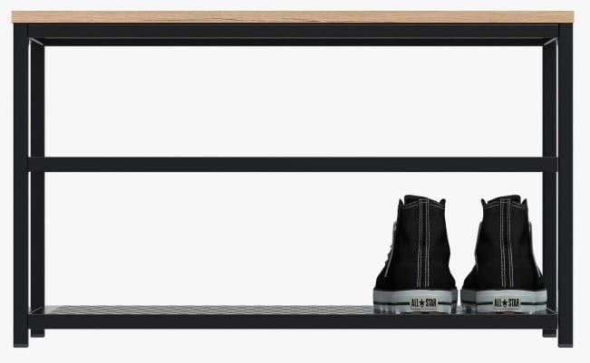 Szafka do przedpokoju metalowa Loft 2L czarna/dąb wotan